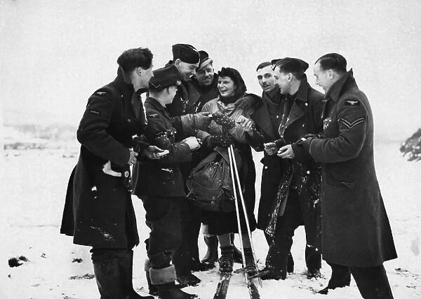 British troops in Manchester enjoying fun in the snow during the Second World War