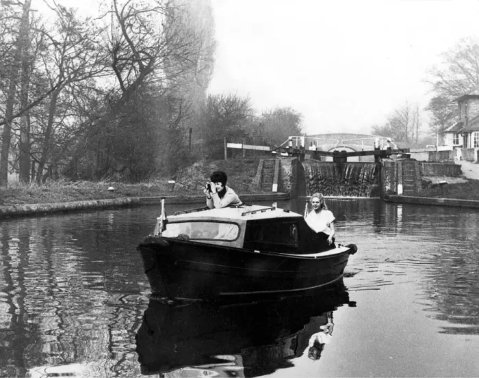 Framed Print : One of British Wateways two berth boat Water Baby'cabin cruisers on a canal Framed Print : One of British Wateways two berth boat Water Baby'cabin cruisers on a canal