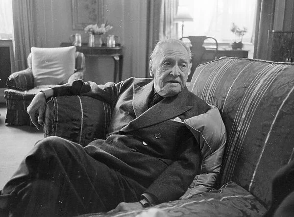 British writer William Somerset Maugham photographed at home. April 1959