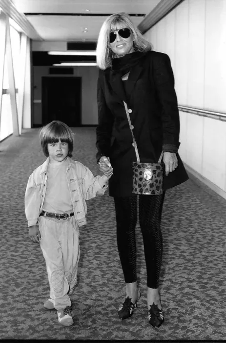 Framed Print : Britt Ekland Actress with son