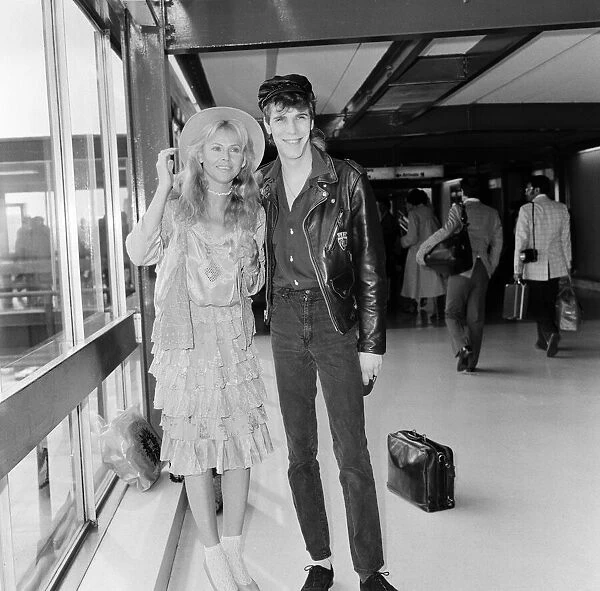 Britt Ekland with boyfriend Jim McDonnell, leaving Heathrow for Los Angeles