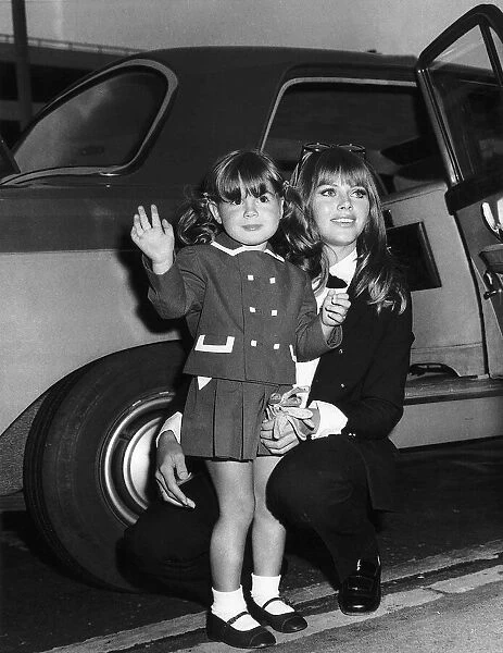 Britt Ekland with her daughter left London for New York for the filming of THE NIGHT THEY