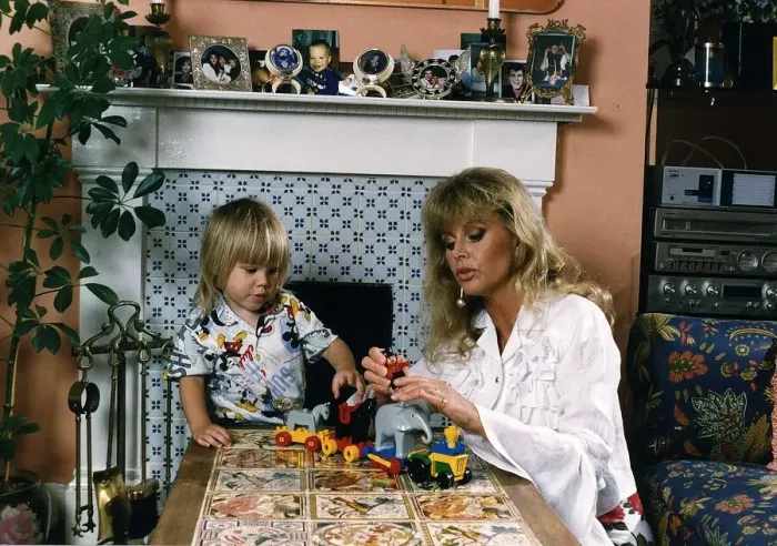 Framed Print : Britt Ekland Film Actress with her son TJ A©Mirrorpix Framed Print : Britt Ekland Film Actress with her son TJ A©Mirrorpix