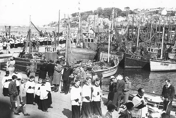 Brixham trawlers gather for the annual blessing of the sea in October 1953