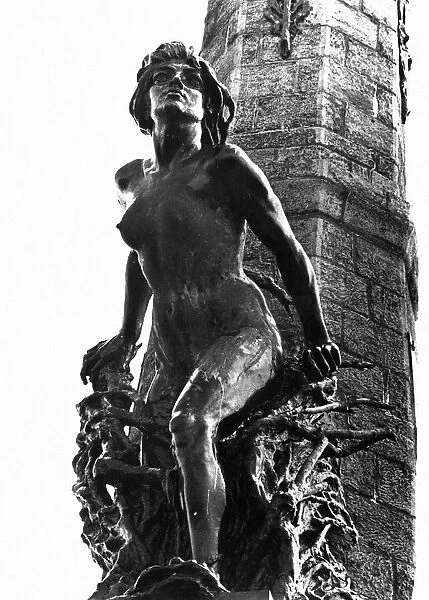 Bronze Statue on War Memorial, Aberystwyth, Ceredigion, West Wales, 27th April 1972