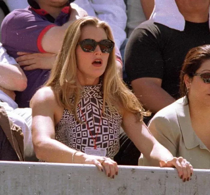 Framed Print : Brooke Shields actress and friends watch in disbelief as her boyfriend tennis star Andre Framed Print : Brooke Shields actress and friends watch in disbelief as her boyfriend tennis star Andre