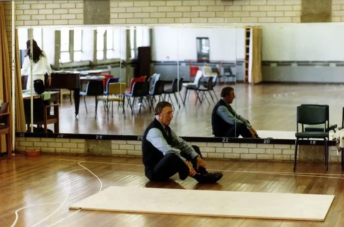 Framed Print : Bruce Forsyth Comedian and TV Presenter exercising in gymnasium