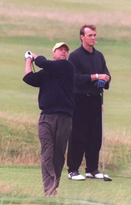 Framed Print : Bruce Willis playing golf at Prestwick. August 1998