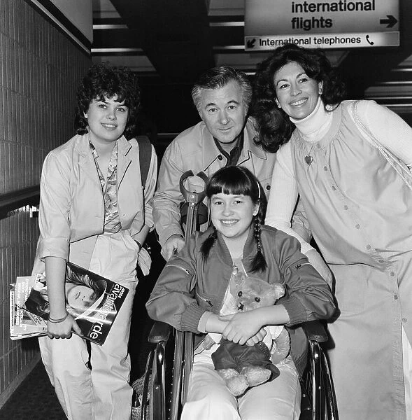Bryan Forbes with his wife Nanette Newman and their daughters Sarah, aged 19, and Emma