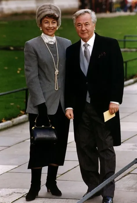 Framed Print : Bryan Forbes and Wife Nanette Newman at the wedding of Lord Linley Dbase