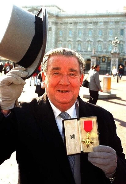 Bryan Mosley Actor who plays Alf Roberts of Coronation Street outside Buckingham Palace