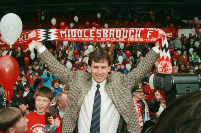 Framed Print : Bryan Robson being unveiled as the new Manager for Middlesbrough F. C