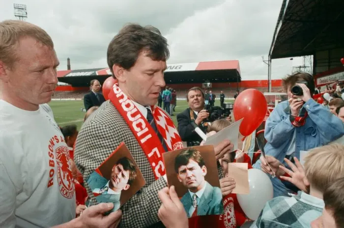 Framed Print : Bryan Robson being unveiled as the new Manager for Middlesbrough F. C