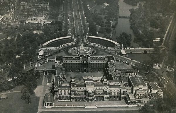 Buckingham Palace seen here from the air in preparation for the coronation of King George