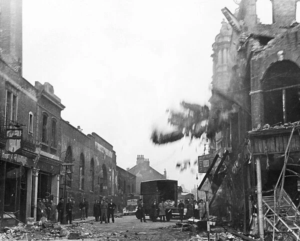 A building comes down after another German Air Raid during World War Two