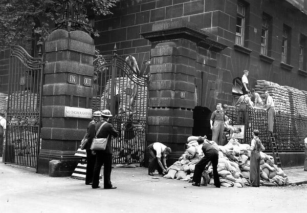 Buildings being sandbagged. September 1939