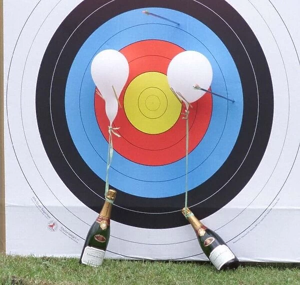The Bullseye target Prince Charles shot arrow at May 1999 having a go at Archery