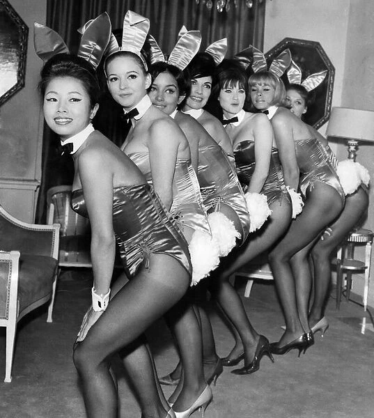 Bunny girls line up at a London night club. October 1964 P018507