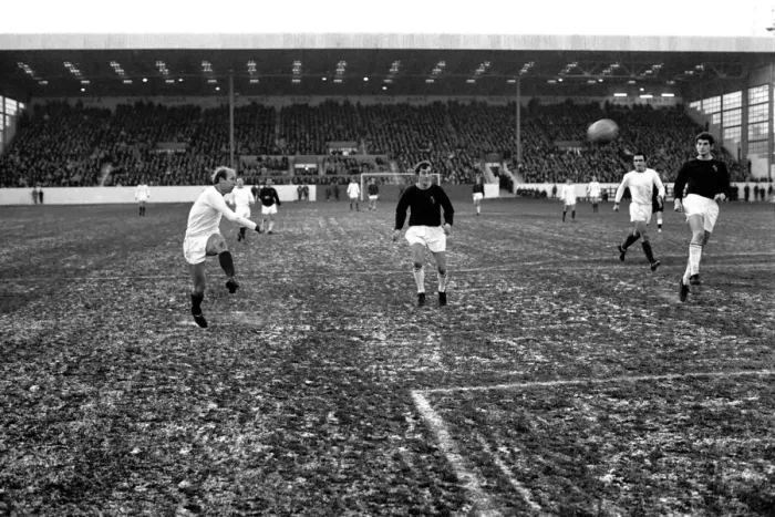 Framed Print : Burnley v. Manchester United. Nobby Stiles of MC United seen in action during his first Framed Print : Burnley v. Manchester United. Nobby Stiles of MC United seen in action during his first