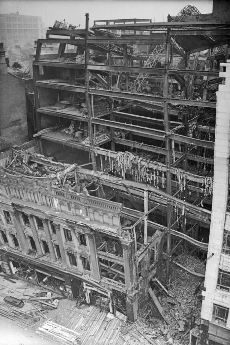 Framed Print : The burnt out shell of the Marshall and Snelgroves Department Store, New Street Framed Print : The burnt out shell of the Marshall and Snelgroves Department Store, New Street