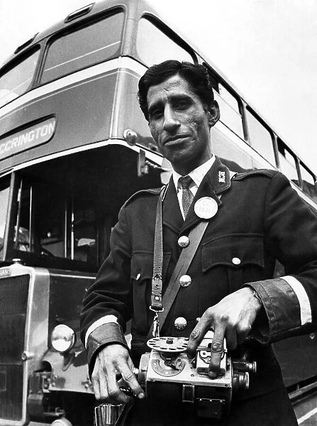 Bus conductor Ghulam Rasod Shaida. May 1968 P008170