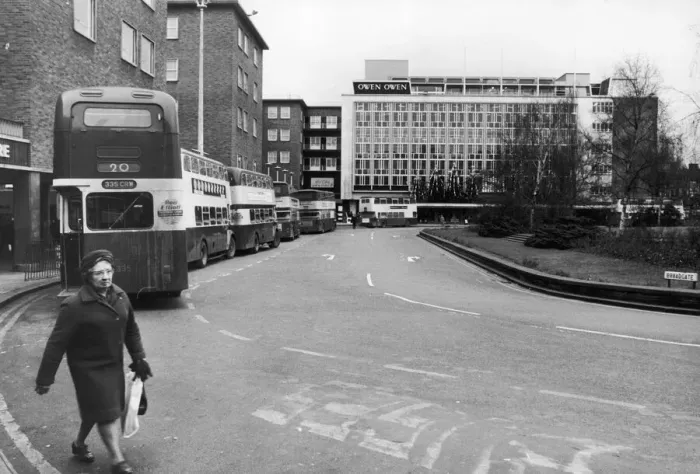 Framed Print : The bus station at Broadgate, devoid of shoppers after the Christmas shopping rush