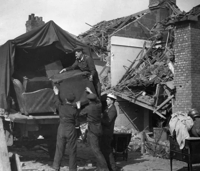Framed Print : Busy scene on a blitzed housing estate, Collin Road, Birkenhead Framed Print : Busy scene on a blitzed housing estate, Collin Road, Birkenhead