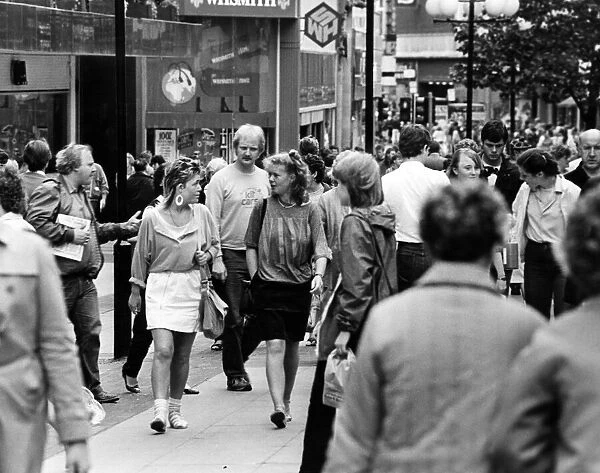 A busy scene of shoppers on Church Street, one of Liverpools shopping areas