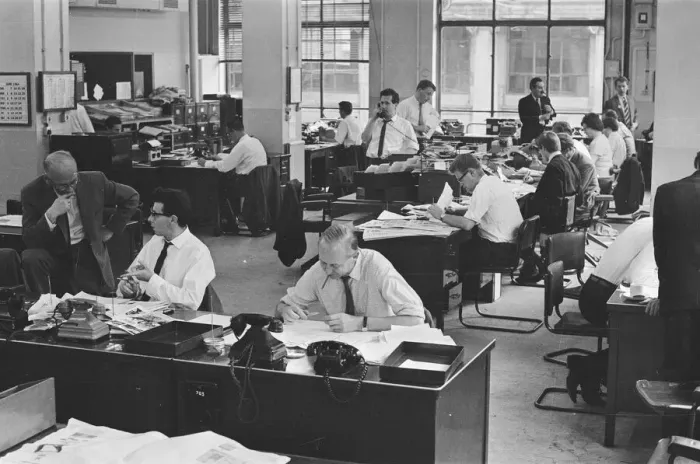 Framed Print : Busy scenes on the Daily Herald news desk, 1964 Framed Print : Busy scenes on the Daily Herald news desk, 1964