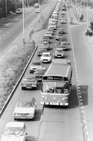 Busy scenes on the road to Southend, Essex during the summer holidays
