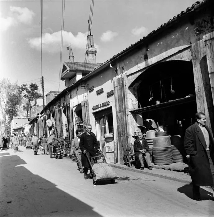 Framed Print : Busy street scene with local transporting their goods in a Cyprus town Framed Print : Busy street scene with local transporting their goods in a Cyprus town