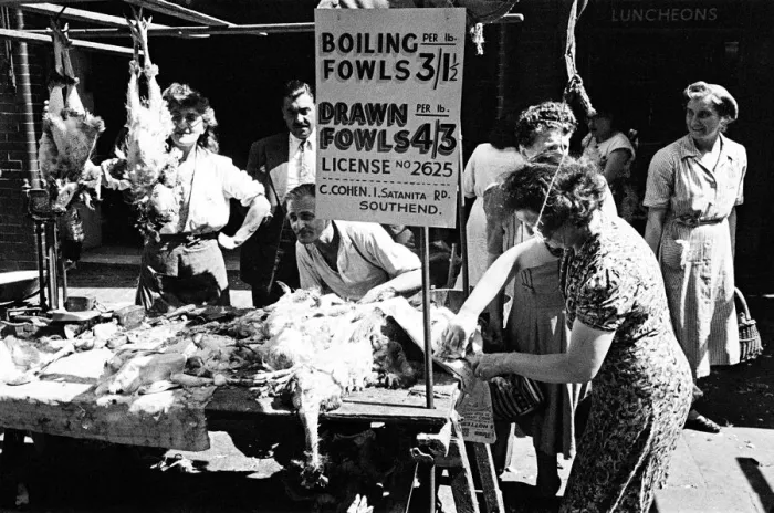 Framed Print : A butchers stall at a market in Whitechapel, East London. Circa 1947 Framed Print : A butchers stall at a market in Whitechapel, East London. Circa 1947