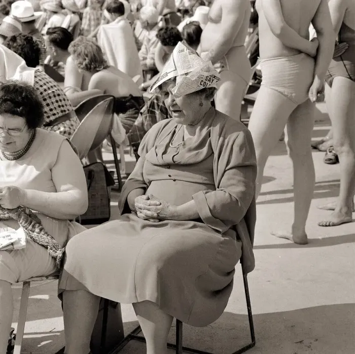 Framed Print : Butlins Holiday Camp in Minehead An elderly lady sitting on a chair wearing paper Framed Print : Butlins Holiday Camp in Minehead An elderly lady sitting on a chair wearing paper
