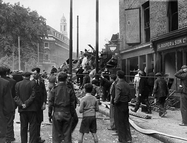 Buzz Bomb damage at Finsbury, London. July 1944