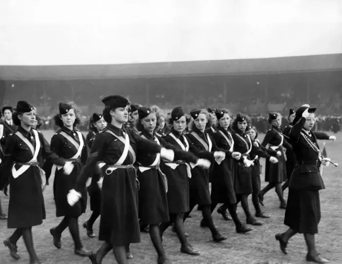 Framed Print : C. L. B. and C. G. B. Parade, Belle Vue. Eyes right by a section of the Church Girl