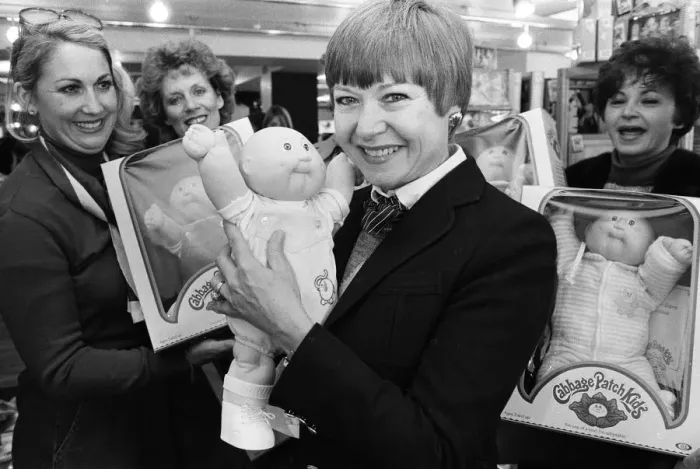 Framed Print : Cabbage Patch Dolls for sale in Harrods. Barbara Ericson from Dallas along with some
