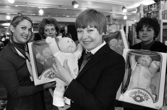 Framed Print : Cabbage Patch Dolls for sale in Harrods. Barbara Ericson from Dallas along with some
