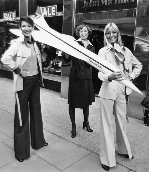 Framed Print : Cabin crew members who work on the supersonic passenger aircraft Concorde Framed Print : Cabin crew members who work on the supersonic passenger aircraft Concorde