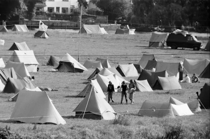 Framed Print : Campsite grows as festival goers start to arrive for the 20th National Rock Festival Framed Print : Campsite grows as festival goers start to arrive for the 20th National Rock Festival