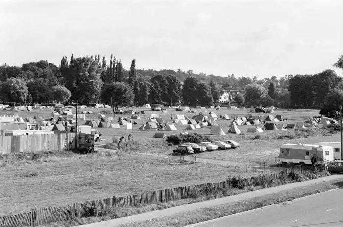 Framed Print : Campsite grows as festival goers start to arrive for the 20th National Rock Festival Framed Print : Campsite grows as festival goers start to arrive for the 20th National Rock Festival