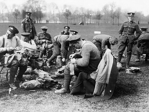 Canadian soldiers seen here cleaning their uniforms in Hyde Park a few days before