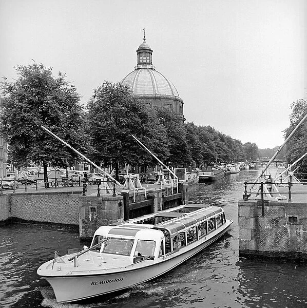 Canal scene in Amsterdam, Holland December 1967