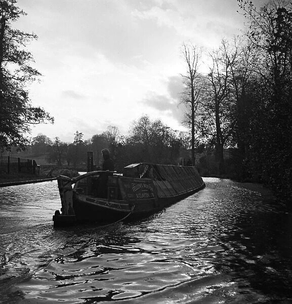 Canal scene at Watford, Hertfordshire. Circa 1950