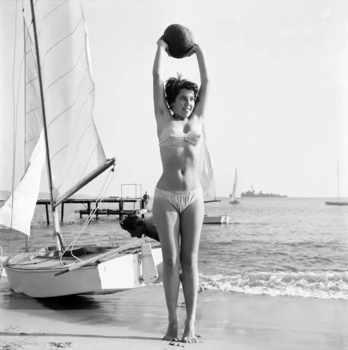 Framed Print : Cannes Film Festival 1953. Actress Liyane Bendavid seen here enjoying herself