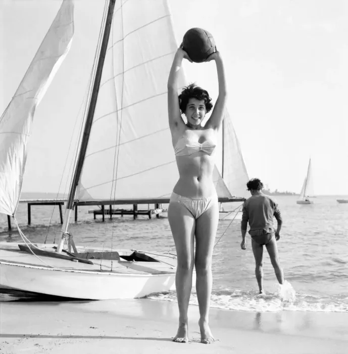 Framed Print : Cannes Film Festival 1953 Actress Liyane Bendavid seen here enjoying herself on the beach Framed Print : Cannes Film Festival 1953 Actress Liyane Bendavid seen here enjoying herself on the beach