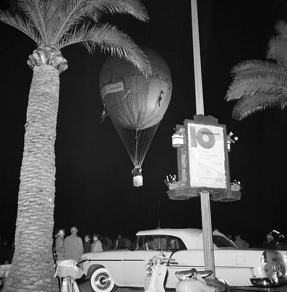 Cannes Film Festival 1957. Hot air balloon on opening night of the Cannes Film Festival