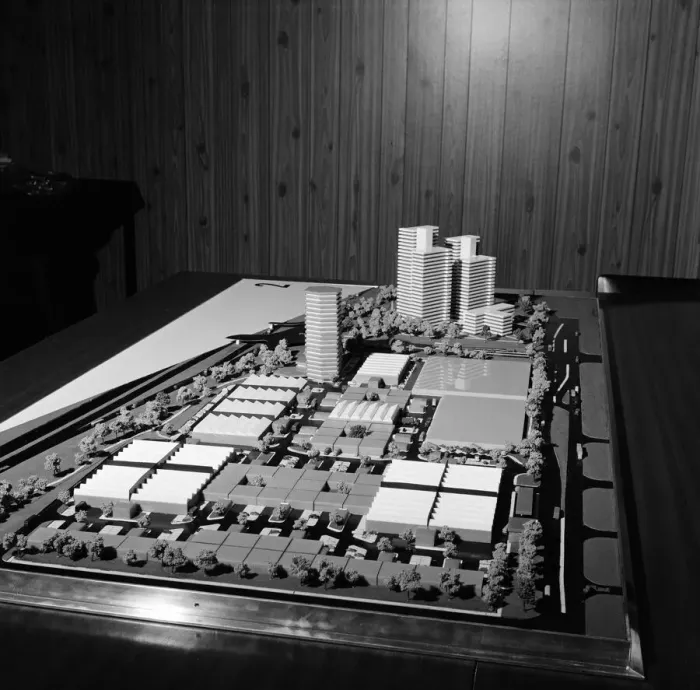 Framed Print : Cannon Street development centre models. 1971