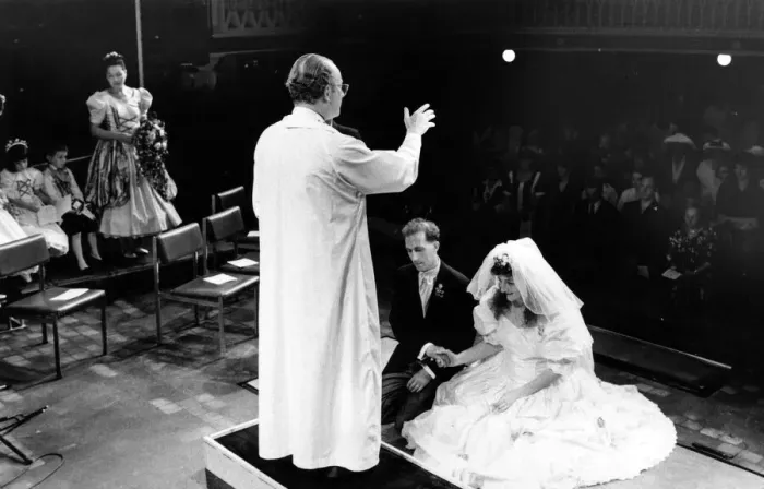 Framed Print : Canon Nicholas Freyling performs the wedding blessing of Andy Gale Framed Print : Canon Nicholas Freyling performs the wedding blessing of Andy Gale