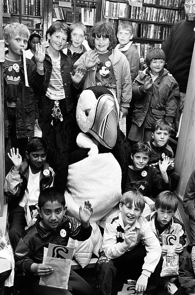 Captain beaky... the more-than-life-sized puffin swooped into the Children