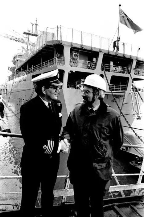 Framed Print : Captain Philip Roberts of the Royal Fleet Auxiliary and Dr Roger Vaughan Framed Print : Captain Philip Roberts of the Royal Fleet Auxiliary and Dr Roger Vaughan